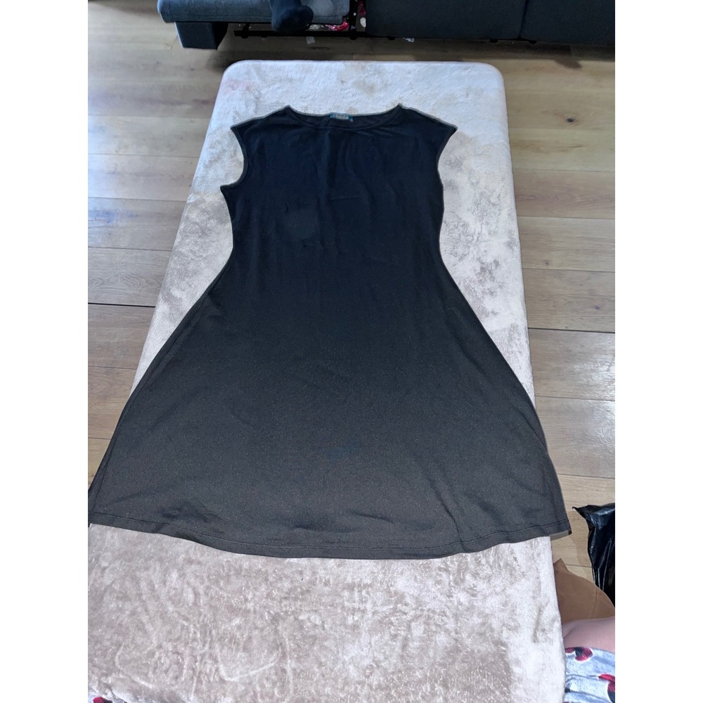 Ofeefan Womens Black Sleeveless A-Line Dress Crew Neck Casual Size M